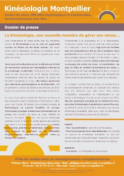 Dossier de presse Kinésiologie Montpellier Dossier de presse Kinésiologie Montpellier
